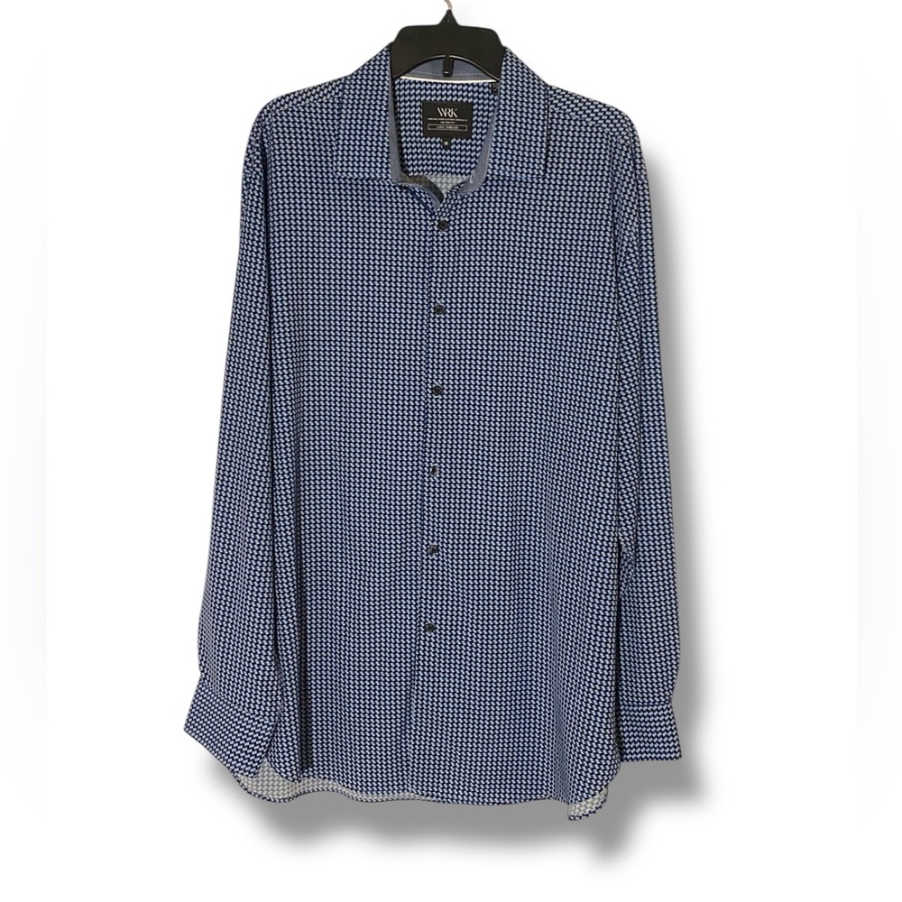 WRK Men's Blue Patterned Button Down Dress Shirt Size XXL Neck 18